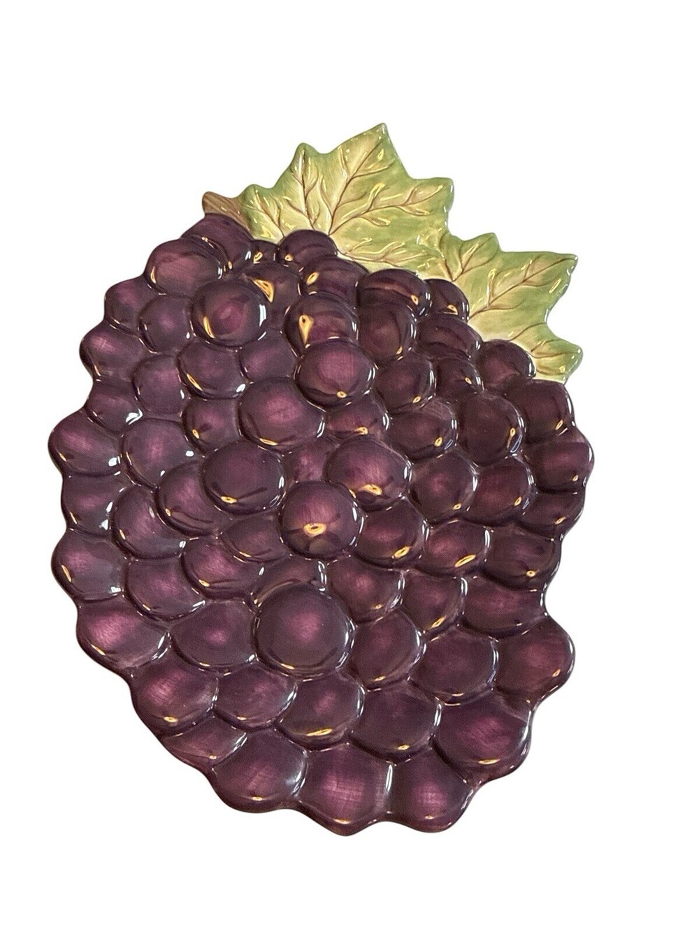 Burton and Burton Ceramic Grape Cluster Dish Purple Grapes Leaf Candy Nut Plate